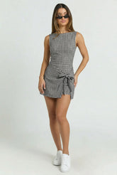 Gingham Charm Wrap Mini Dress