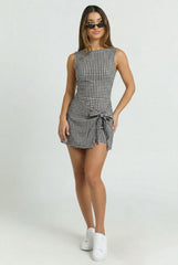 Gingham Charm Wrap Mini Dress