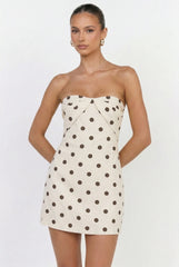 Soho Polka Dot Linen Romper Mini Dress