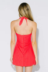 Before the Aperitivo Linen Halter Mini Dress
