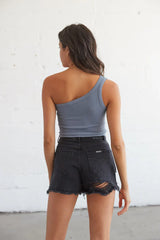 Rachel One Shoulder Ribbed Tank