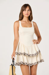 Jaelynn Embroidered Linen Mini Dress