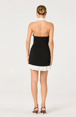 Casandra Collared Halter Faux-Layer Mini Dress