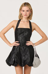 Jinx Jacquard Halter Mini Dress