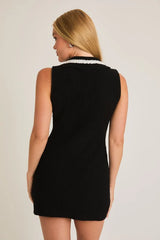 Pate Collared Lace Knit Mini Dress