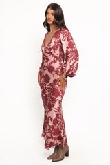 Varly Long Sleeve Dress - Pale Burgundy