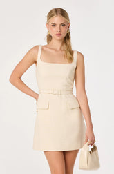 Adelyn Belted Tweed Mini Dress