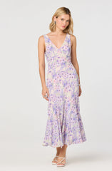 Symone Floral Godet Midi Dress