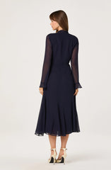 Tie Neck Midi Dress