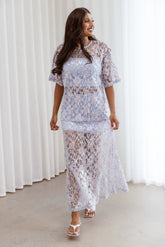 Yonder Sheer Panel Lace Maxi Skirt - Purple