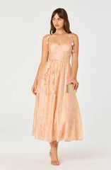 Halcyon Floral 3D Flower Appliqué Midi Dress