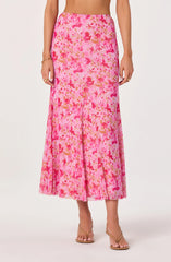 Mejra Floral Godet Knit Midi Skirt