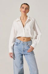 Bubble Hem Cropped Poplin Shirt