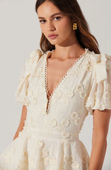 Arianell Embroidered Floral Tiered Dress