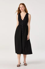 Cory V-Neck Button-Front Midi Dress