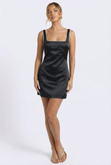 Late Checkout Satin Mini Dress