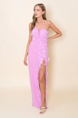 Éloise Floral Appliqué Column Maxi Dress