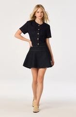 Lennon Flared Denim Mini Skirt