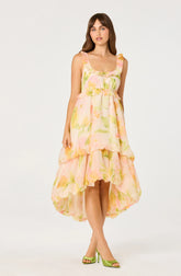 Serenidy Floral Ruffle Tiered High-Low Midi Dress