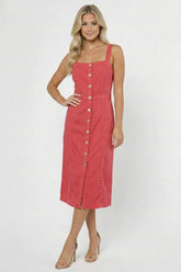 Amelie Linen Button Midi Dress - Small
