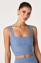 Shaylla Ribbed Square-Neck Cropped Tank