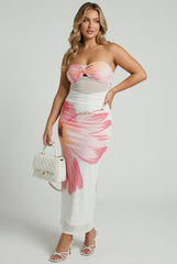 Oliana Sheer Waist Floral Maxi Dress