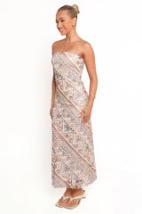 Saskia Strapless Midi Dress - Brown