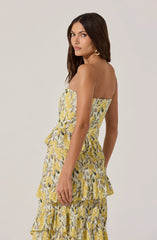 Asymmetrical Tiered Ruffle Midi Dress