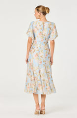 Lavena Floral Balloon Sleeve Midi Dress