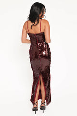 Orlena Sequin Midi Dress - Burgundy