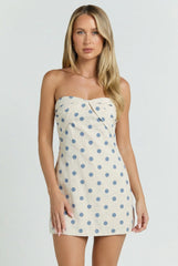 Soho Polka Dot Linen Romper Mini Dress