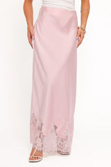 Alira Lace Trim Midi Skirt - Pale Pink