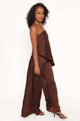 Charmer Wide Leg Pant - Dark Brown