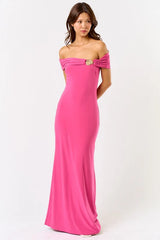 Seashell Radiance Off Shoulder Maxi Dress