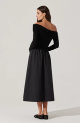Mixed Media Off Shoulder Dress