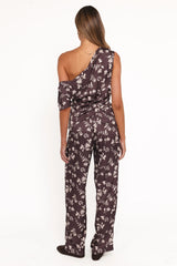 Romola Pant - Brown Cream Floral