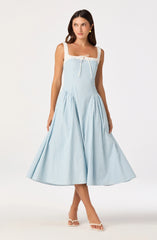 Hazel Striped Drop-Waist Midi Dress