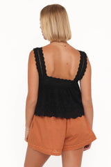 Aideen Eyelet Top - Black