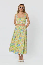 Jolie Floral Gathered Midi Skirt