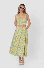 Jolie Floral Gathered Midi Skirt