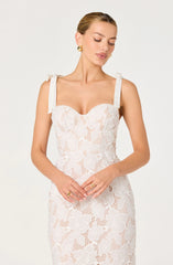 Donne Floral Lace Corset Midi Dress
