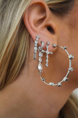 LUV AJ Bezel Stone Charm Huggies