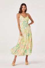 Hana Ruffle Trim Chiffon Maxi Dress