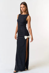 Jana High Slit Bow Maxi Dress