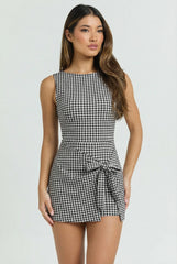 Gingham Charm Wrap Mini Dress