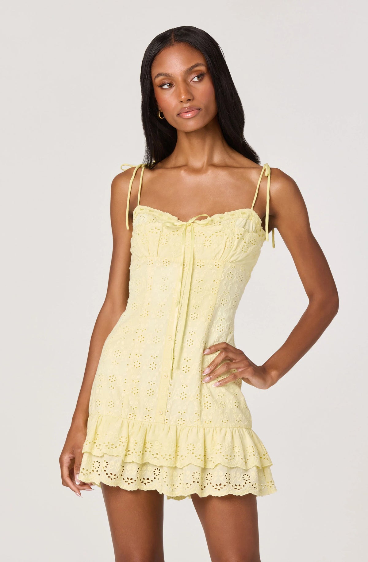 Kelley Eyelet Tie-Strap Mini Dress