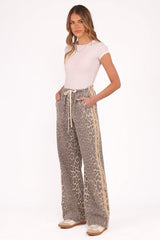 Fletcher Denim Racer Pants - Leopard