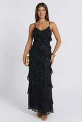 Celestelle Sequin Tiered Maxi Dress