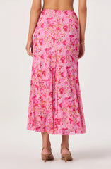 Mejra Floral Godet Knit Midi Skirt