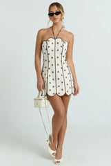 Stracciatella Scallop Mini Dress